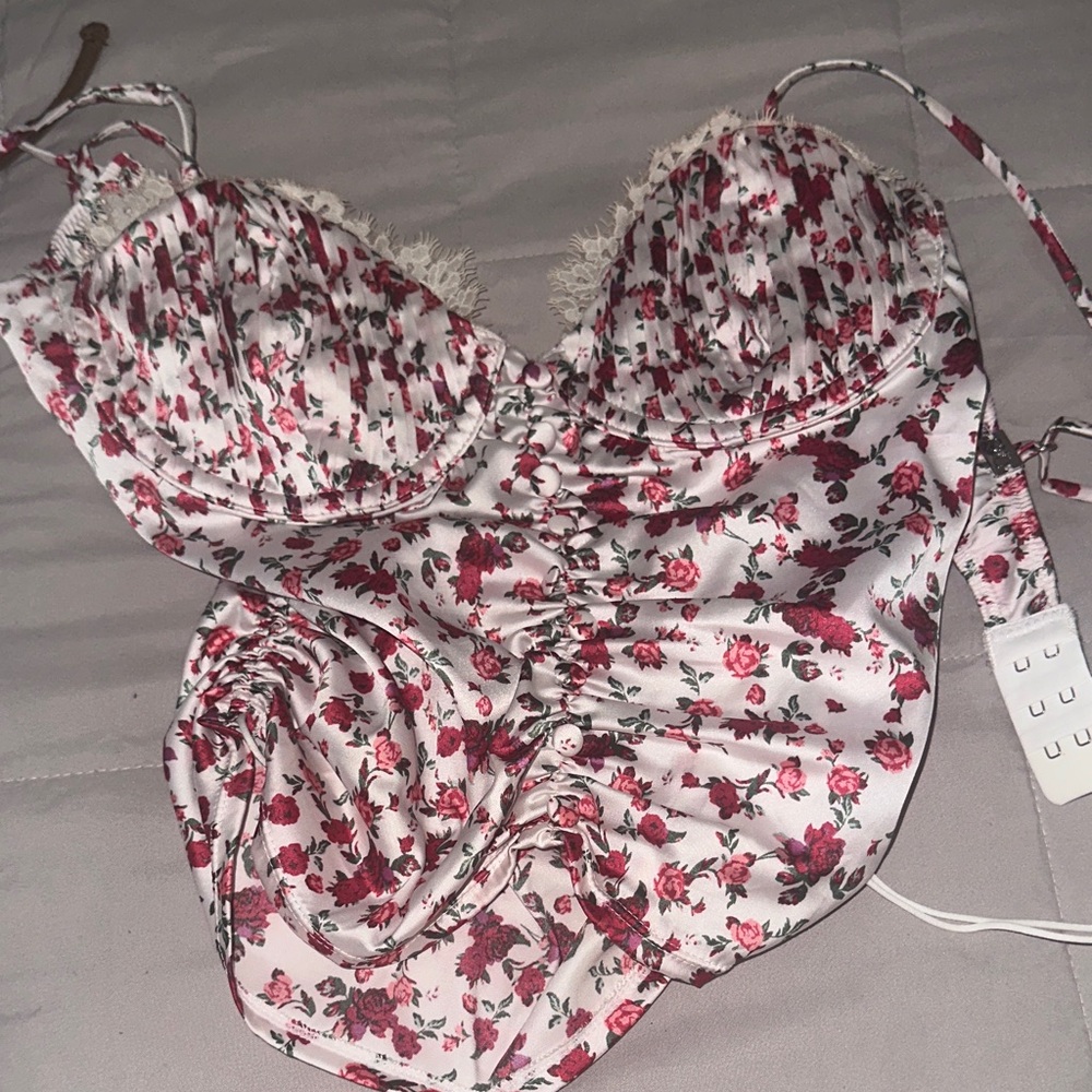 For Love And Lemons Floral Satin Top